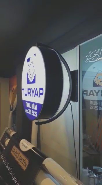 led ışılı döner dönen askılı çift taraflı tabela