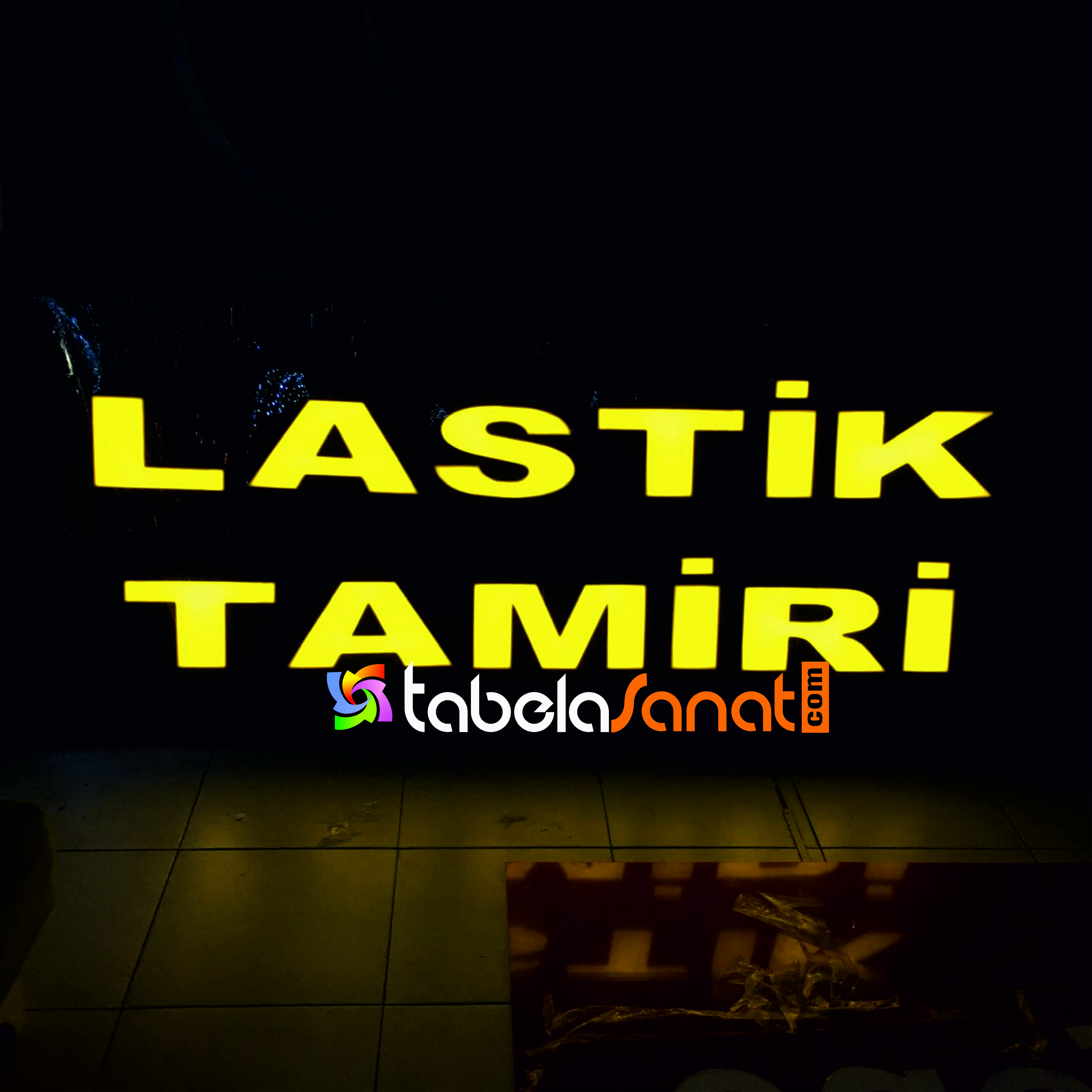 Lastik Tamircisi Tamirhane  Led Işıklı Kutu Harf Tabelacı