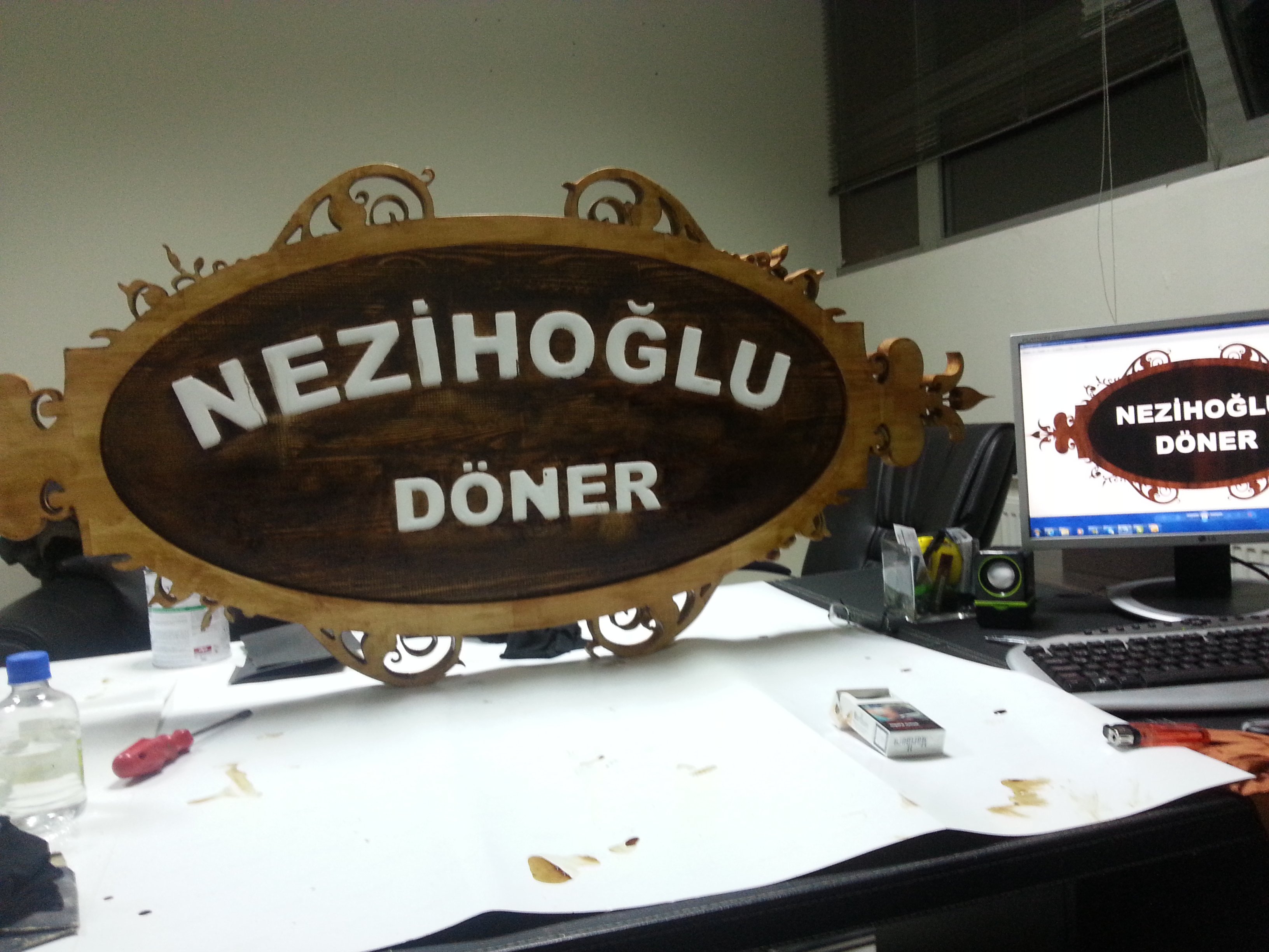 Ahşap Dekoratif Özel Tasarım Eskitme Tabela