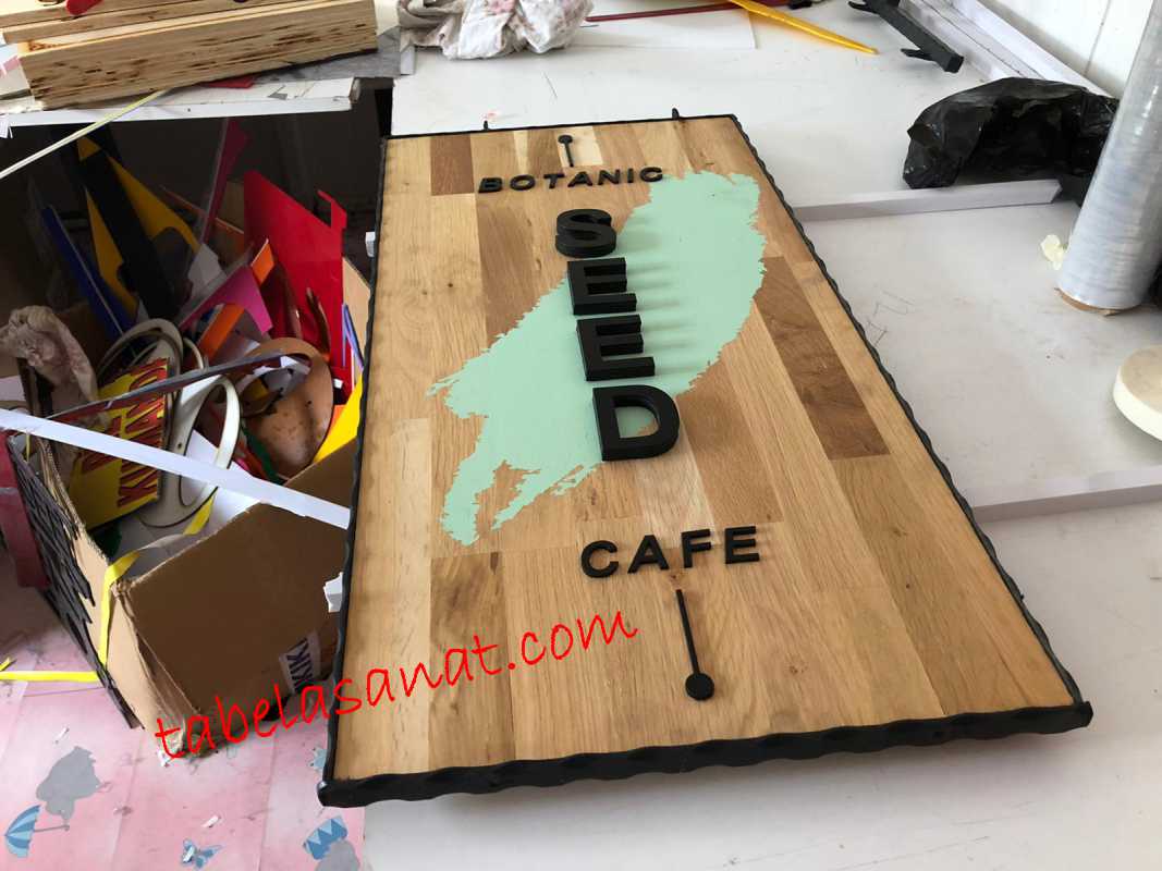ahşap tabela imalat görselleri fiyatı