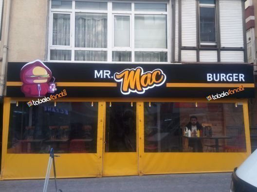 burger kutu harf led ışıklı tabela