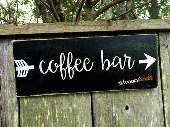 Cafe Ahşap Boyama Eskitme Retro Tabela