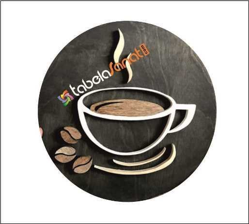 Cafe Ahşap Kabartma Eskitme Tabela