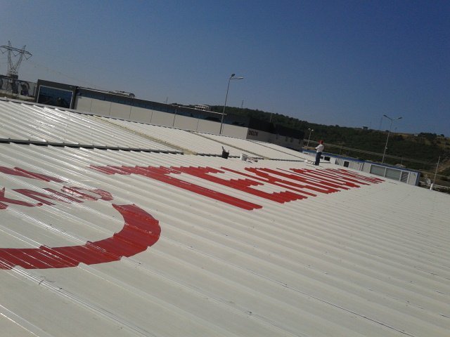 fabrika çatı logo yazı tabela