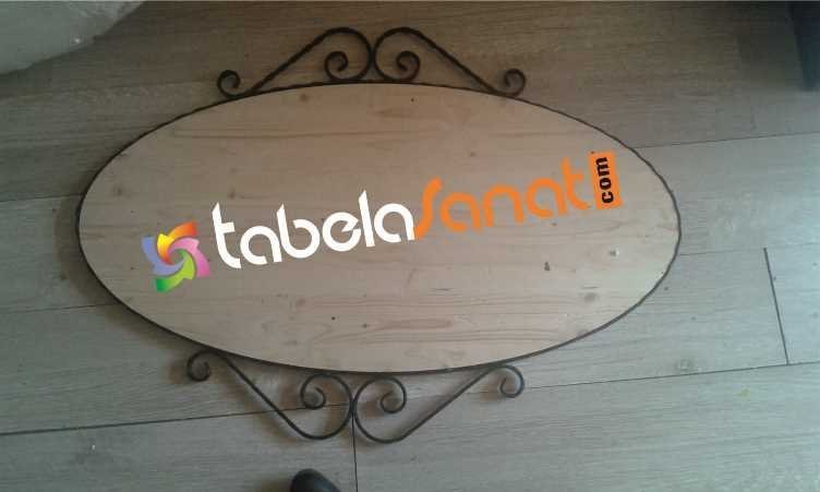 Ferforje Ahşap Desenli Dekoratif Tabela