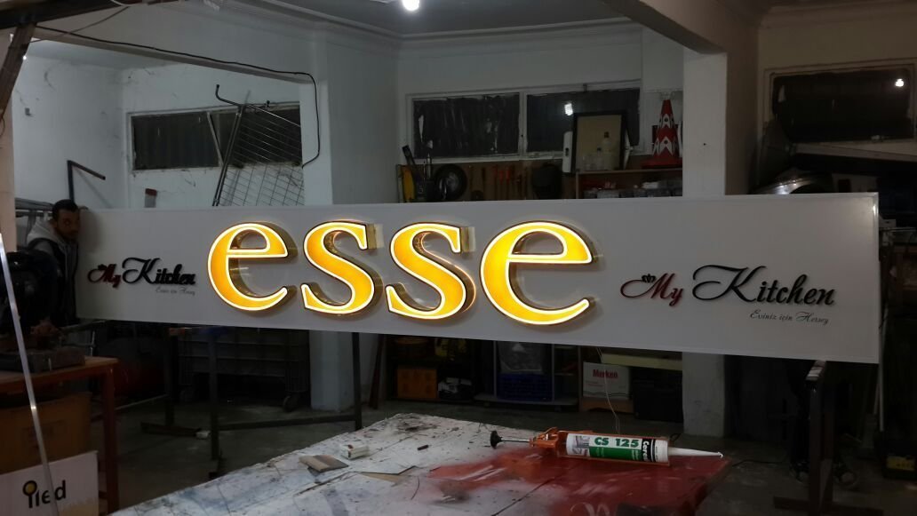 ışıklı gold krom kutu harf tabela imalat örnekleri