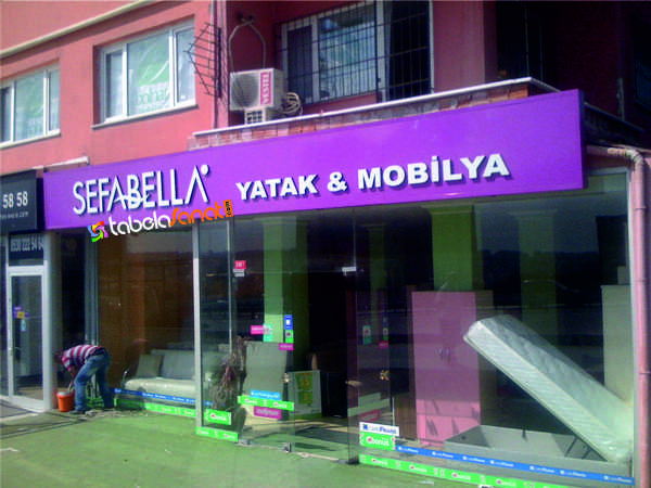 mobilya yatak ışıklı tabelası