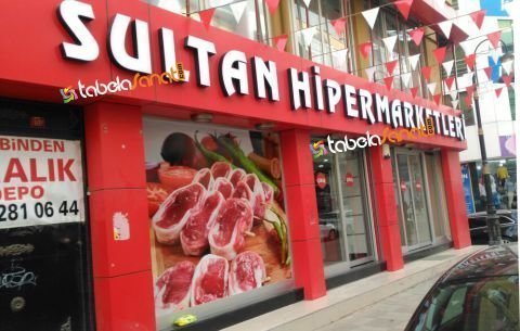 pleksi ışıklı kutu harf market tabelası