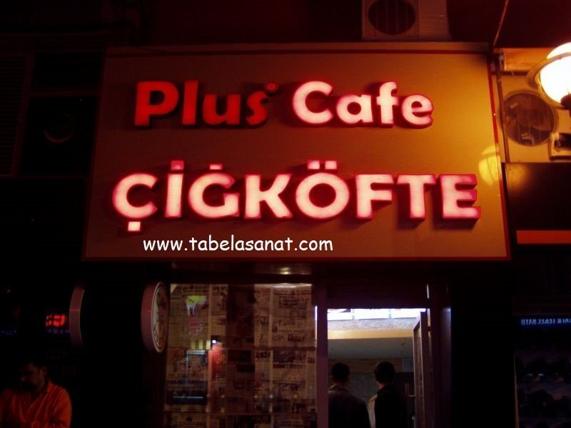plus cafe pleksi kutu harf ışıklı tabela