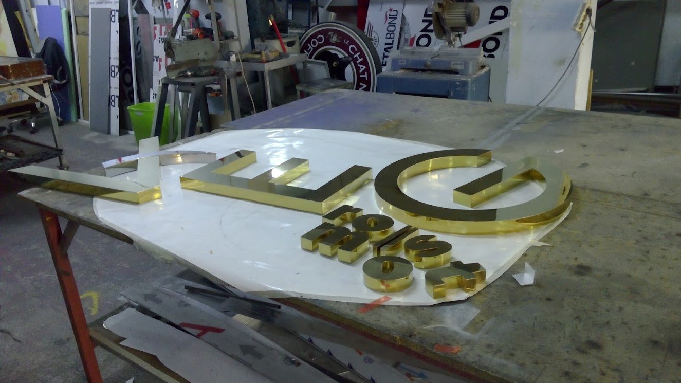 sarı gold nikel krom paslanmaz çelik kutu harf tabela