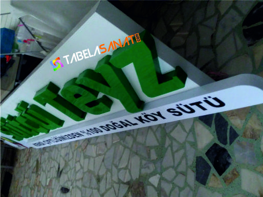 süt ürünleri pleksi kutu harf ışıklı tabela