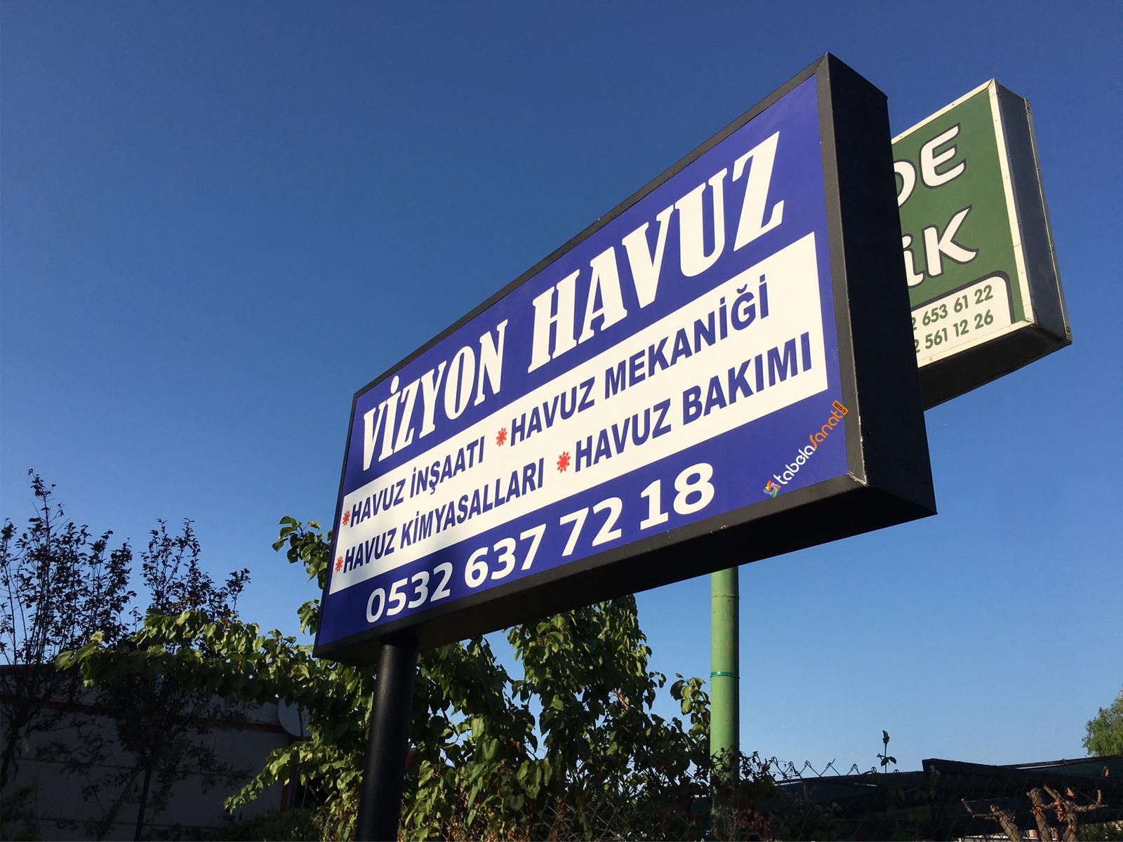 Vizyon Havuz Işıklı Totem Tabela